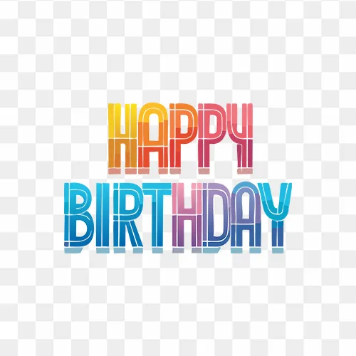 3D-style Happy Birthday text in colorful PNG design