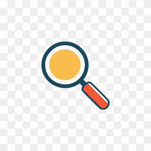 A drawing of a magnifying glass with a red handle free PNG images