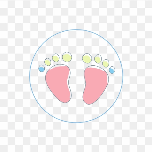 Baby feet flat icon with circle free png images