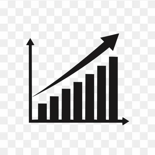 Free bar graph growth PNG transparent icon for reports and infographics