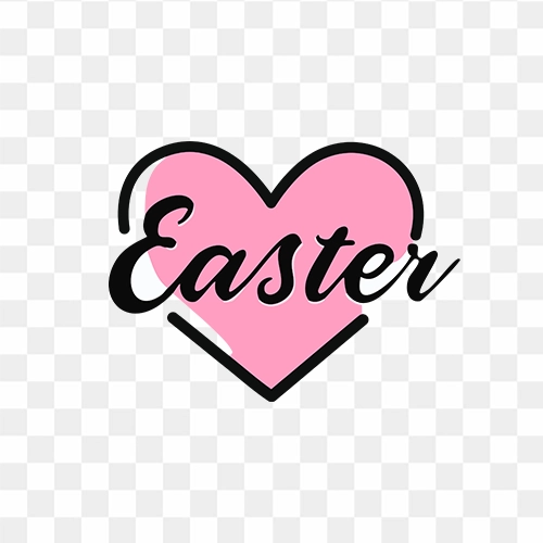 Beautiful Easter Text With Heart Shape Free PNG