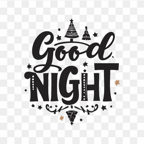 Beautiful PNG text of Good night with transparent background