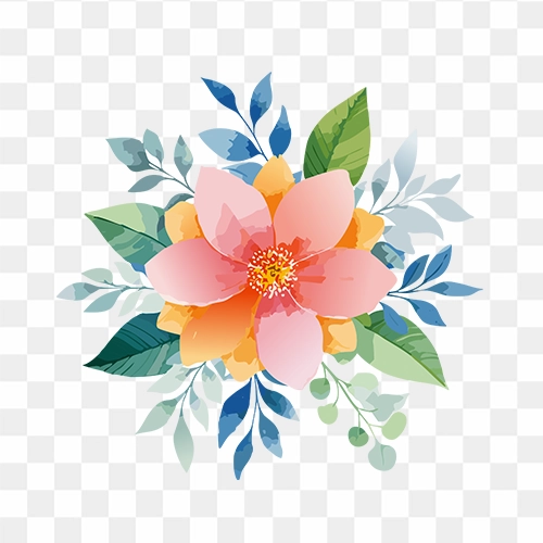 Beautiful Watercolour Floral Bouquet free transparent PNG