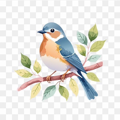 Bird sitting on a branch free HD PNG Images