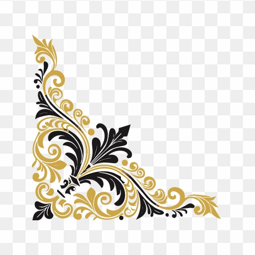 Black and Golden Beautiful Corner Design Free PNG Images
