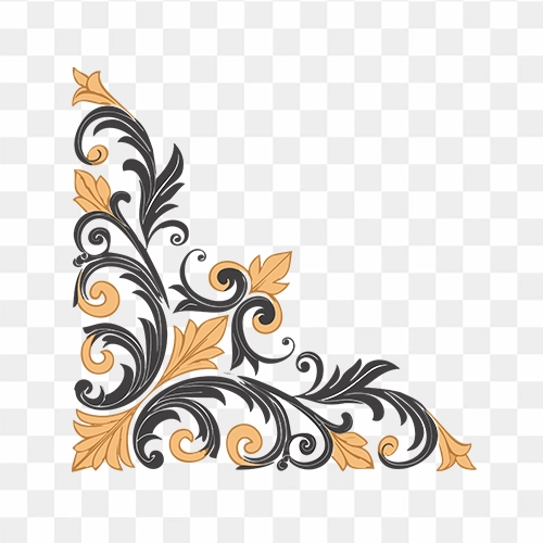 Black and Golden Corner Design Free Transparent PNG Images