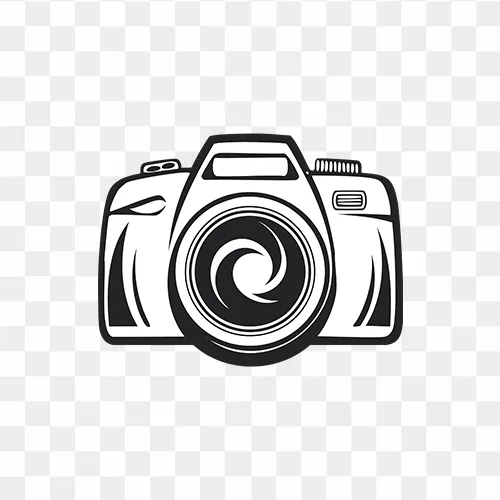 Black and white camera icon PNG Image illustration