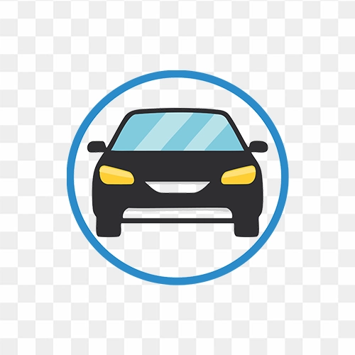 Black car Icon with blue circle free transparent png