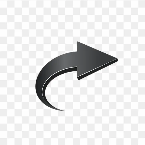 Black curved arrow pointing right transparent PNG