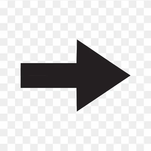 Black flat arrow pointing right transparent PNG