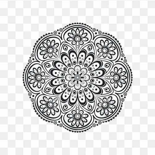 Black Floral mandala art design illustration free PNG