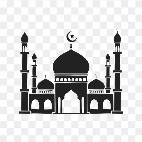 Black mosque vector flat PNG free download