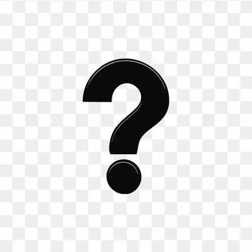 Black question mark icon in PNG format with transparent background