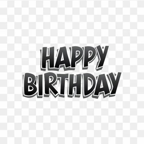 Bold black "Happy Birthday" text in PNG format with no background