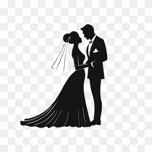 Bride and groom silhouette wedding card photos, high-quality images for free download