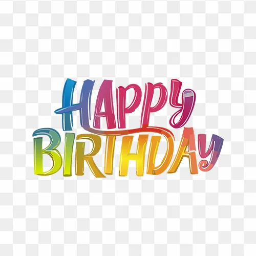 Bold and bright Happy Birthday colorful text in PNG format