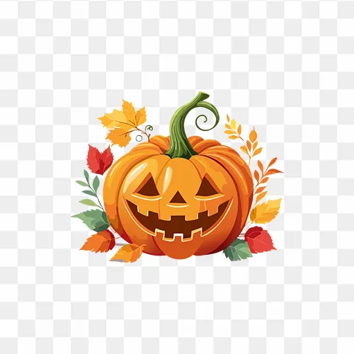 Carved Halloween pumpkin PNG with spooky face transparent