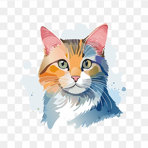 Cat face watercolor free transparent png