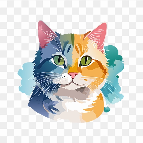Cat face watercolor royalty free png images