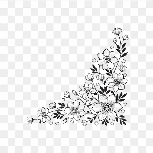 Corner Art Flowers PNG High Quality Free Download