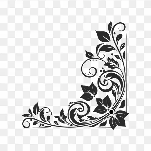 Black corner design free PNG transparent background