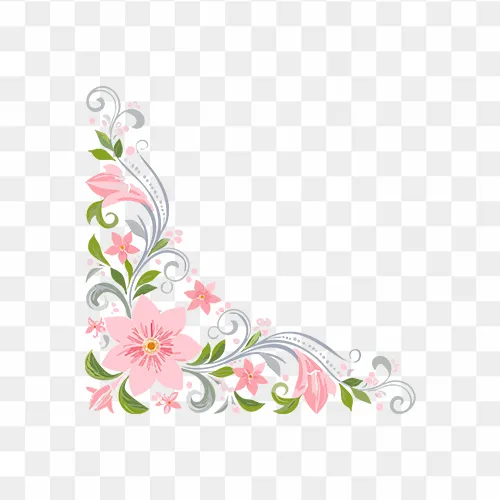 Corner design with pink floral ornament download transparent images