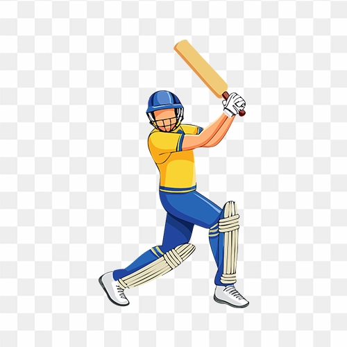 Cricket Batsman Hitting Cartoon Style free PNG Images