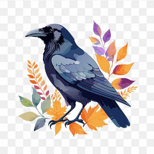 Crow PNG Image with watercolor effect free download