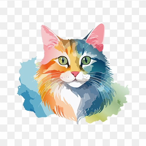 Cute Cat face watercolor free PNG images
