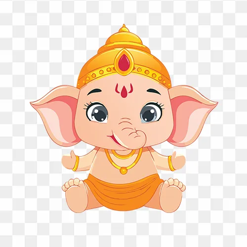 Cute vector cartoon illustration of baby Ganesha free png