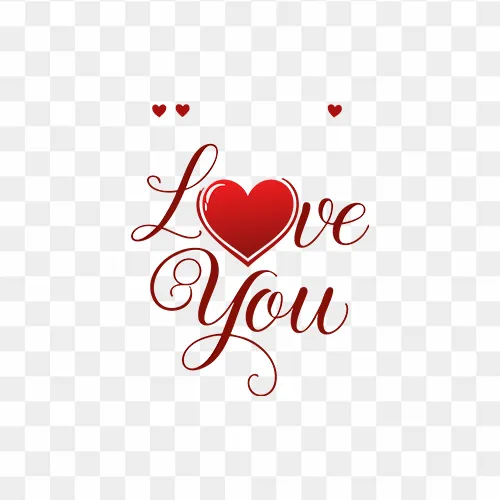 Decorative love you with red heart free transparent images