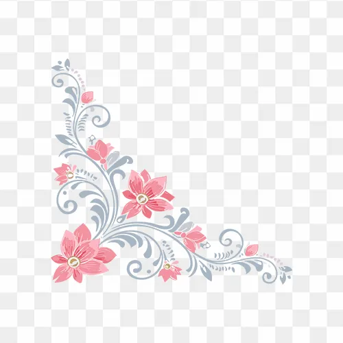 Download free corner floral design with pink ornament PNG images