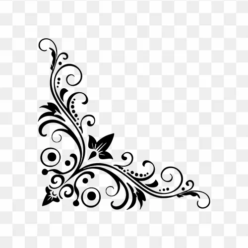 Decorative Corner Swirl PNG, Invitation Border Element, Victorian Flourish Graphic