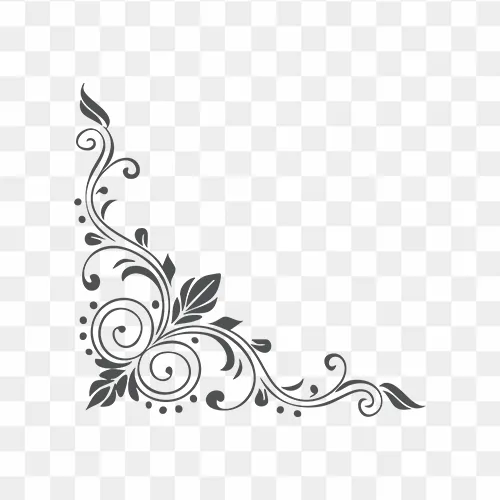 Elegant decorative corner border free PNG image with transparent background