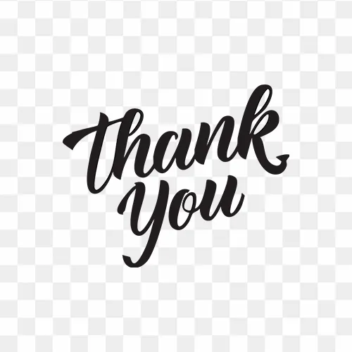 Elegant thank you PNG text with transparent background