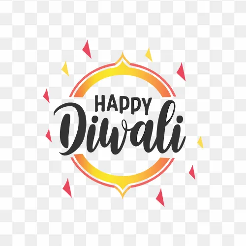Flat Happy Diwali text effect in PNG format for poster use