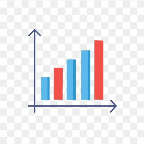 Flat vector line graph simple clean lines red and blue trend lines