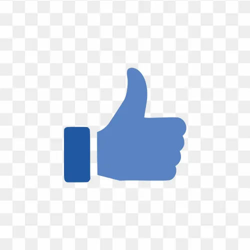 Flat vector blue thumbs-up Like icon free png