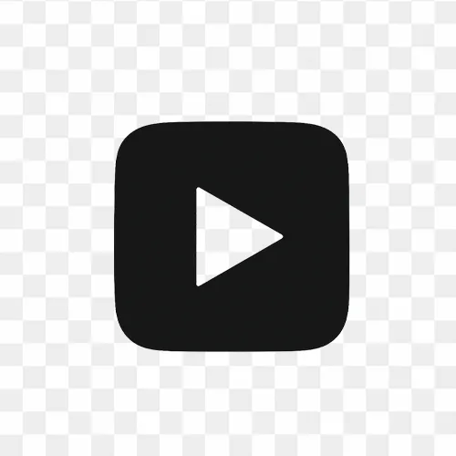 Flat vector Youtube icon black color square shape free PNG