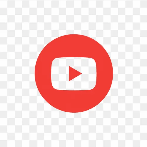 Flat vector Youtube icon red color round shape free transparent PNG