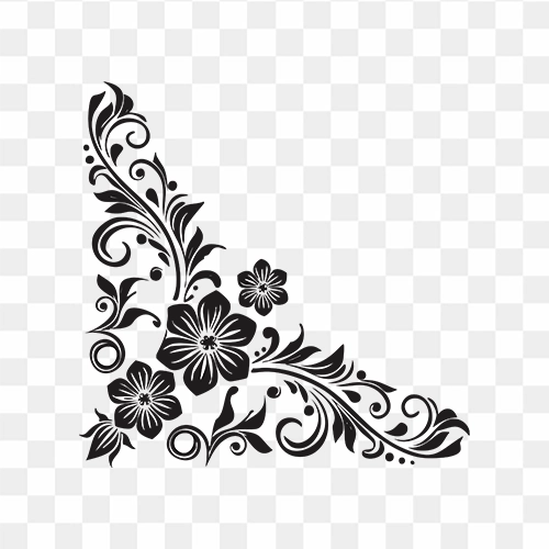 Floral corner border black silhouette free Transparent PNG