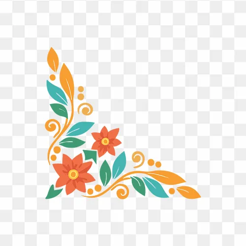 Floral decorative corner PNG transparent frame
