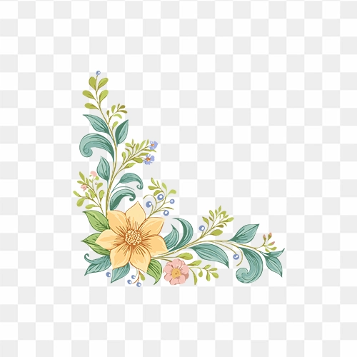 Flower Art Corner Design Free Transparent PNG Image