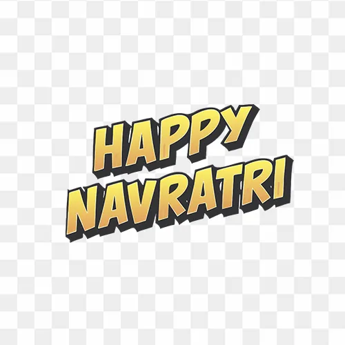Happy Navratri gradient calligraphy PNG with vibrant bold lettering