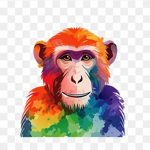 High-resolution watercolor monkey PNG illustration with transparent background