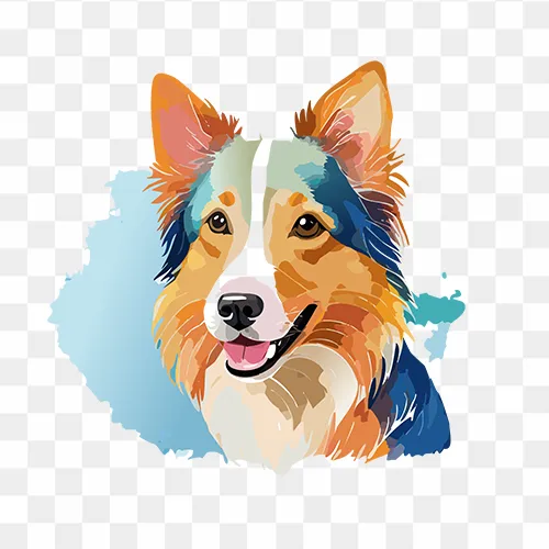 High-quality colorful watercolor dog PNG for designers and creatives