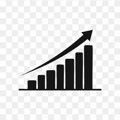 Free growth bar chart PNG for business infographics and reports