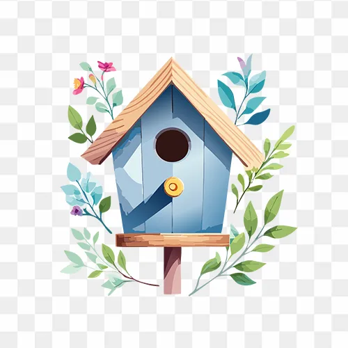 Free transparent PNG of a watercolour bird house for design use