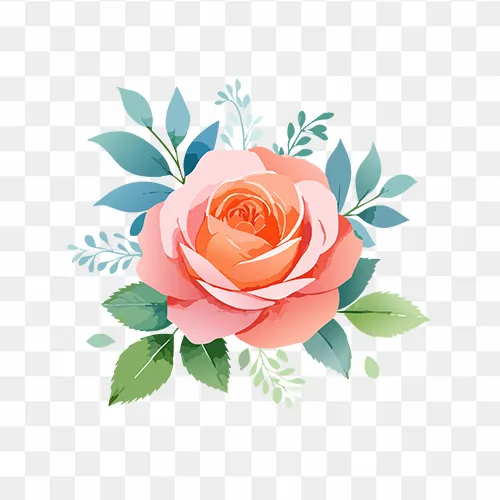 Rose flower watercolor illustration in PNG format, free for download and design use
