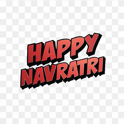 Free Happy Navratri PNG with stylish designer font and decorative elements